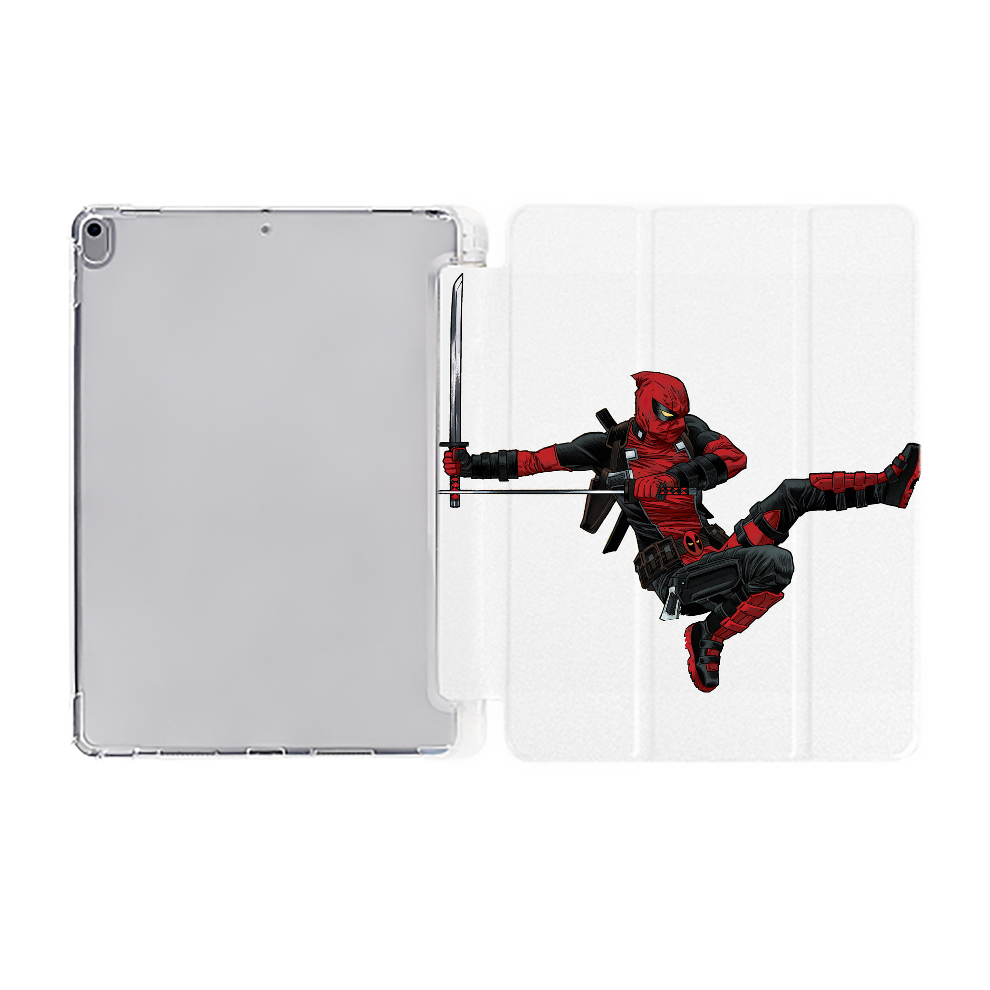 （画像用） Deadpool デッドプール IPad ケース ペン収納付き 三つ折りスタンド PUレザー×シリコン 対応機種9.5/10.5/10.9インチ